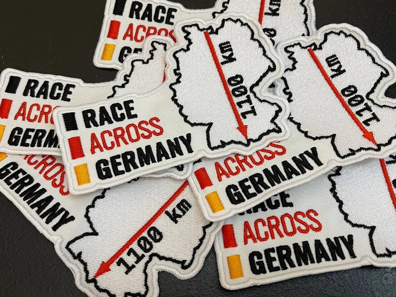 Race Across Germany gestickte Aufnäher in Deutschland-Kartenform