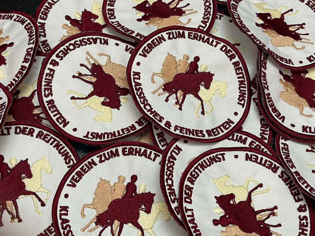 Reitkunst-Verein runde gestickte Aufnäher mit Reiter-Motiv