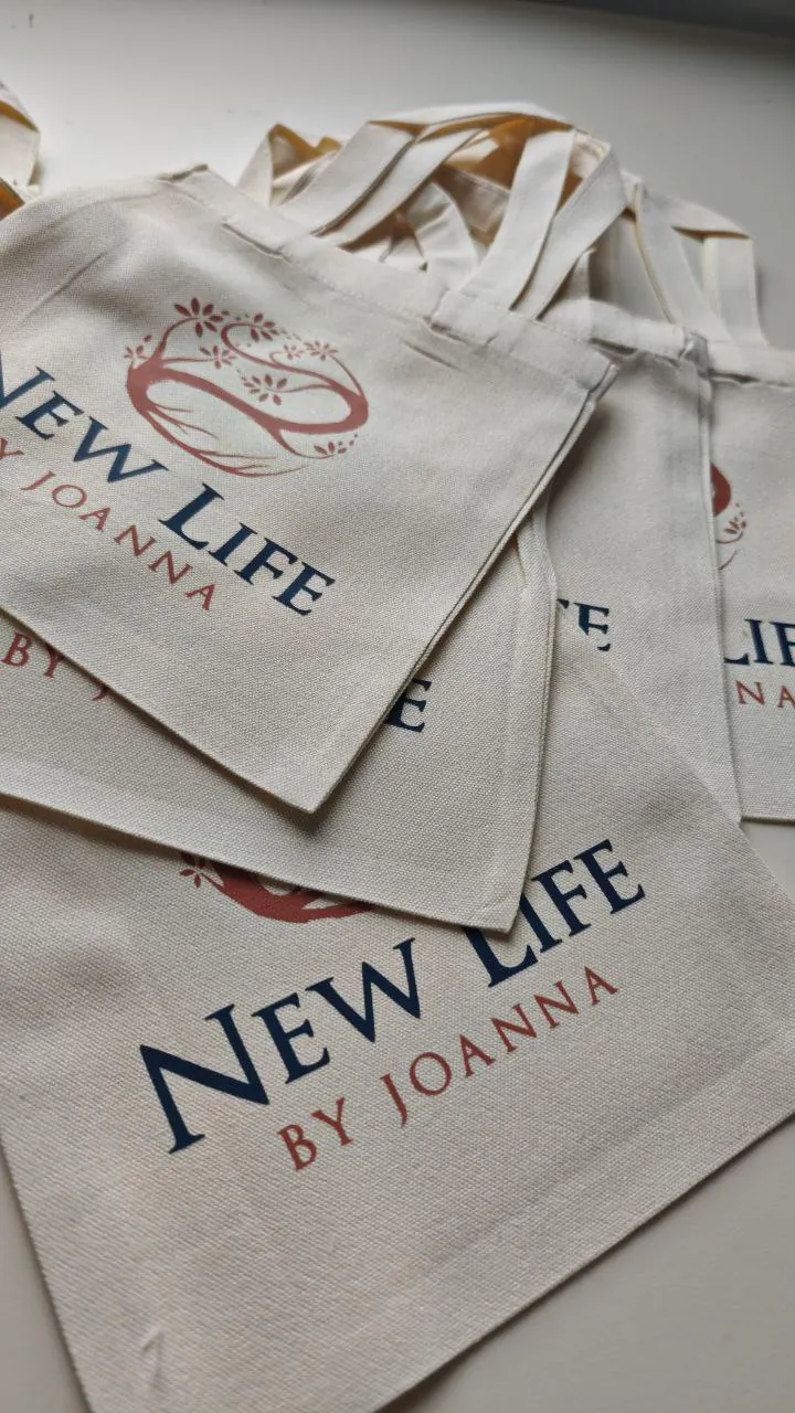 New Life by Joanna bedruckte Stofftaschen – Logo-Textildruck auf Baumwolltasche