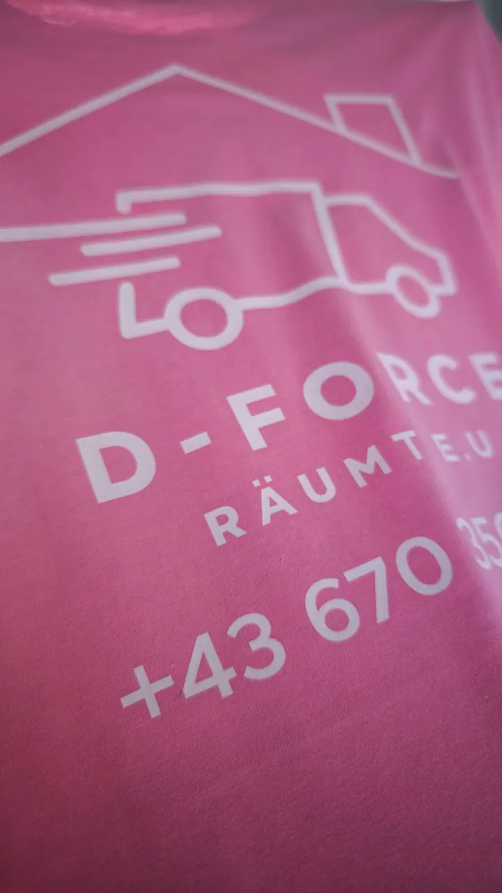 D-Force Räumte.u Logo bedrucktes T-Shirt rosa – Firmen-Textildruck